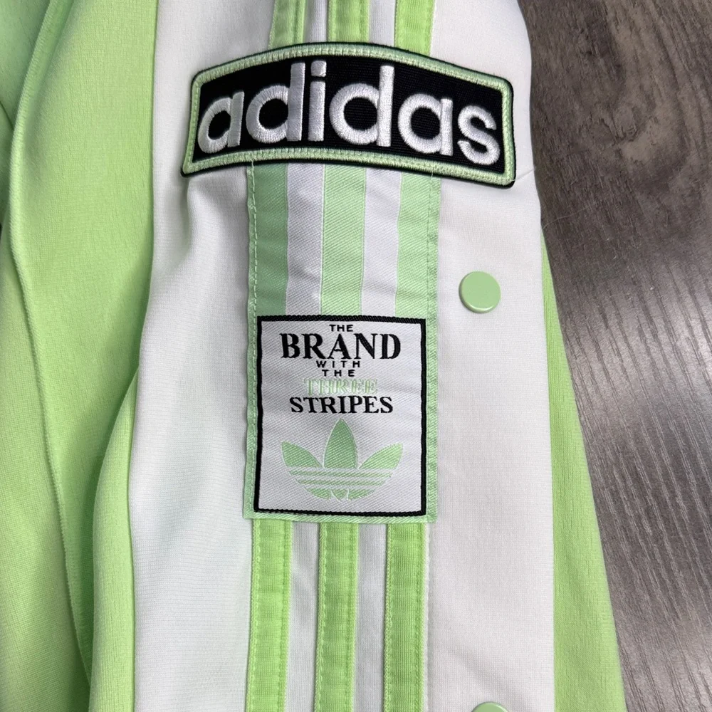 adidas pale Lime Green & White Snap Track Pants - Picture 4 of 5